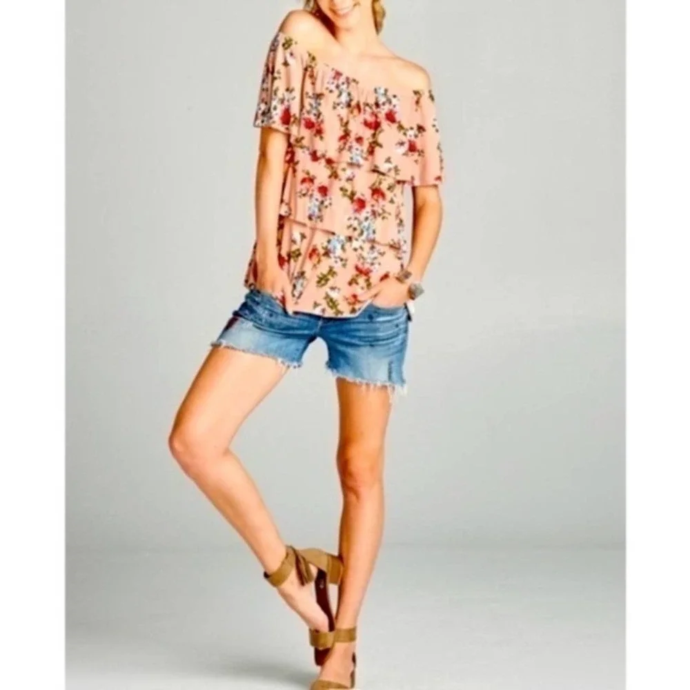 Last One: Blush Floral 3-Tier Ruffle Top BRAND NEW - Picture 5 of 7